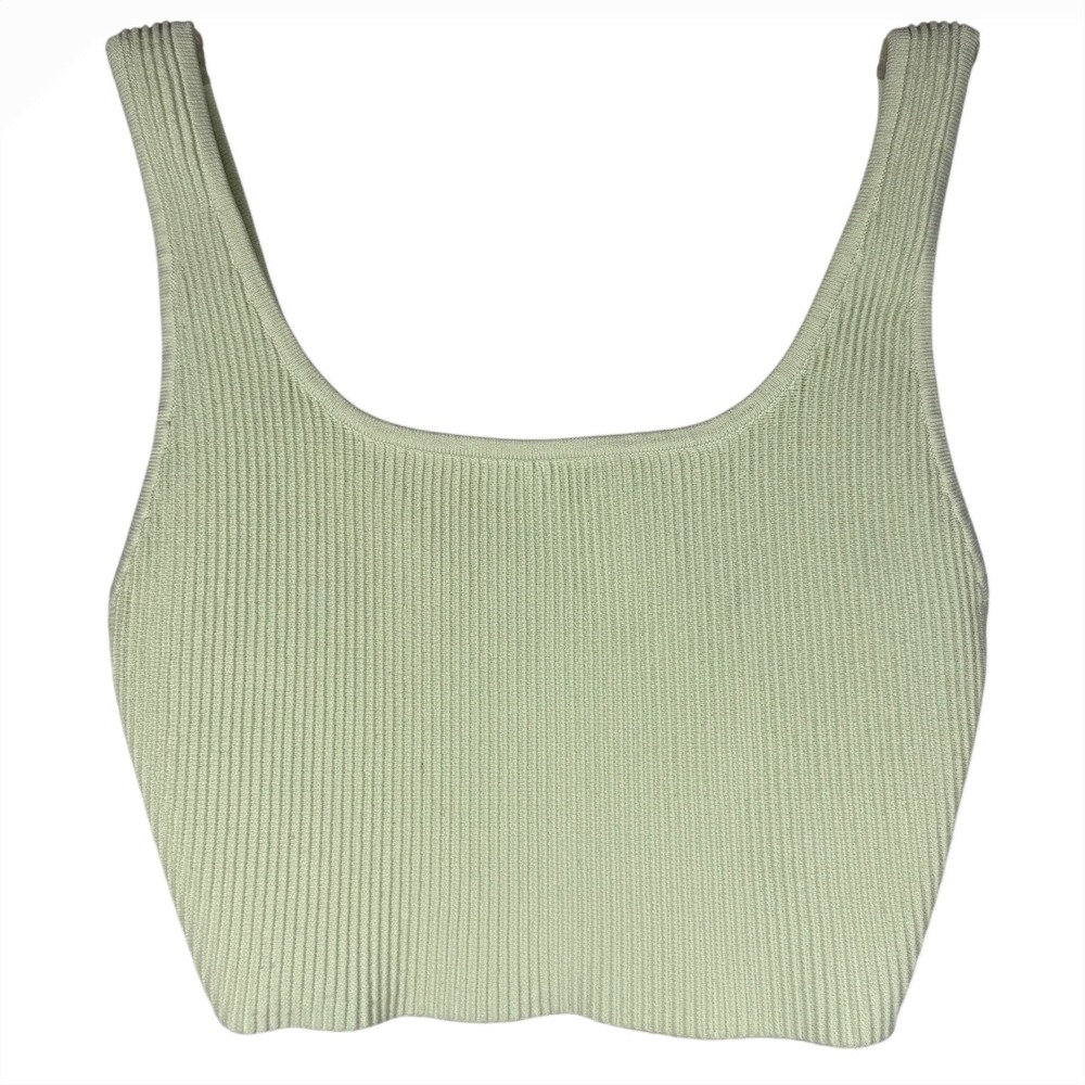 Aritzia Babaton Sculpt Knit Squareneck Cropped Tank, Mint Green, Size Small